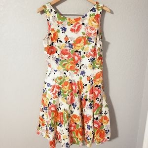 Floral fit and Flare open back mini dress